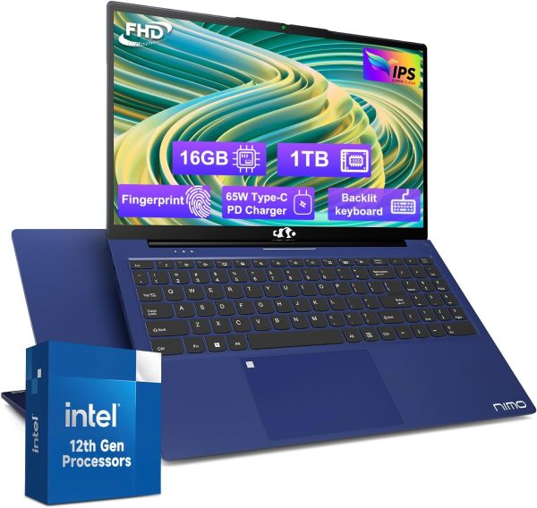 15.6-FHD-Laptop Student-Laptop, 16GB RAM 1TB SSD, Intel Pentium Quad-Core N100 Processor (Up to 3.4GHz) Backlit Keyboard Fingerprint WiFi 6 BT5.2 Business-Laptop, 2 Years Warranty Windows 12 Laptop