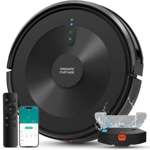 Robot Vacuum Cleaner with Mop, 4000Pa Strong Suction Robot Vacuum 7.8cm Ultra-Slim & Schedule & Wifi/APP/Alexa Control, Self-Charging Clean Robot Vacuum and Mop for Floor Carpet (Deep Black)