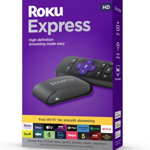 Roku Express (New, 2023) HD Streaming Device with High-Speed HDMI Cable and Standard Remote (No TV Controls), Guided Setup and Fast Wi-Fi