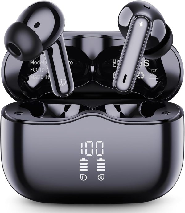 Wireless Earbuds, Bluetooth 5.3 Headphones in Ear with HiFi Stereo Deep Bass, 40H Playtime Wireless Earphones mit 4 ENC Noise Cancelling Mic, IP7 Waterproof Bluetooth Earbuds, LED Display, Fast Charge