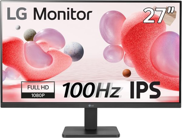 LG Electronics Monitor 27MR400-B, 27 Inch, Full HD 1080p, 100Hz, 5ms GtG, IPS Panel, AMD FreeSync, Smart Energy Saving, Anti-Glare, HDMI, Matte Black