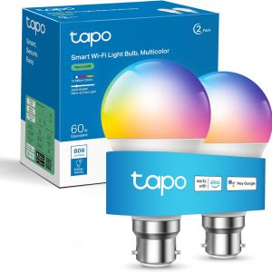 Tapo Smart Bulb, Smart Wi-Fi LED Light, B22, 60W, Energy saving, Works with Amazon Alexa and Google Home, Colour-Changeable, No Hub Required Tapo L530B(2-pack)[Energy Class F], Multicolor