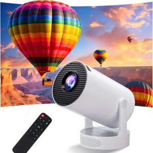 Projector, Portable Mini Projector with WiFi 6 and Bluetooth 5.0, Smart Projector 4K 1080P Support, 280 ANSI Lumens, Auto Keystone Video Projector for Bedroom Home Outdoors (White)