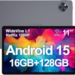 DOOGEE U11 Android 15 Tablets, 11 Inch Tablet, 16GB+128GB/2TB, 8580mAh, 90 Hz Screen Gaming Tablet, Octa Core Android Tablets, 5G WiFi/Widevine L1/ Netflix/Face Unlocking/ 13MP+5MP/OTG/GPS - Gray