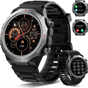 Military Smart Watch for Men Answer/Make Calls, 1.39" HD Fitness Watch with Heart Rate/SpO2/Sleep Monitor, 100+ Sports Modes Activity Trackers, IP68 Waterproof Outdoor Smartwatch for iOS Android