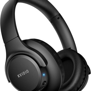 KVIDIO Bluetooth Headphones Over Ear, 65 Hours Playtime Wireless Headphones with Microphone, Foldable Lightweight Headset with Deep Bass,HiFi Stereo Sound for Travel Work PC Cellphone (Black)
