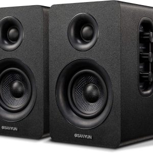 SW208 3" Active Bluetooth 5.0 Bookshelf Speakers - 60W Carbon Fiber Speaker Unit - Built-in 24bit DAC - Dynamic 3D Surround Sound - 2.0 Computer PC Monitor Gaming Speakers (Pair, Black)