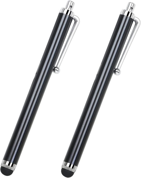 2PC Black Smart Phone Pen Stylus, Silicone Tip Pens for Touch Screen Devices, Compatible with Tablets, Mobile Phones, Laptops, iPad, iPhone, Samsung Galaxy Note/Tablet, Android