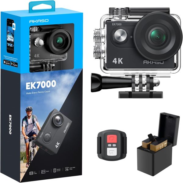 AKASO EK7000 4K30FPS Action Camera - 20MP Ultra HD Underwater Camera 170 Degree Wide Angle 98FT Waterproof Camera with Accessory Kit