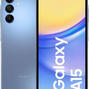 Samsung Galaxy A15 128/6GB RAM Dual Sim, Unlocked to all Carrier, with additional official 25W UK Adapter (EP-T2510) Retail Pack and Clear Case, (Blue Black)