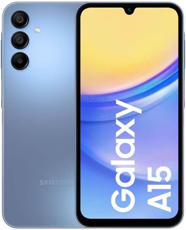 Samsung Galaxy A15 128/6GB RAM Dual Sim, Unlocked to all Carrier, with additional official 25W UK Adapter (EP-T2510) Retail Pack and Clear Case, (Blue Black)
