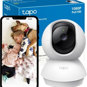 Tapo TC70 Pan/Tilt Indoor Camera House Security Camera, Dog Camera, No Monthly Fee, AI Detection, WiFi Camera, Baby Camera Monitor, 1080p Full HD, 360° View, Night Vision, Works with Alexa & Google