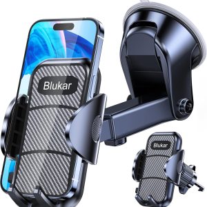 Car Phone Holder, Adjustable Car Phone Mount Cradle 360° Rotation - 4 in 1 Super Stable for Dashboard/Windscreen/Air Vent, One Button Release for All 4.7 to 6.7 inch Smartphones