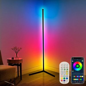Smart LED Floor Lamp, 165cm, 16 Million Colour Changing Standing RGB Corner Light with Music Sync, Remote & App Control, DIY Mode & Timing, Modern Mood Lighting for Living Room