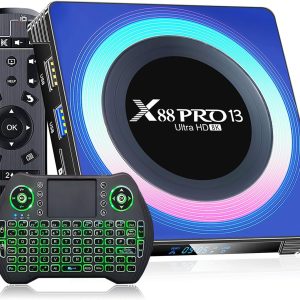 BL Android TV Box 13.0, 2025 Android TV Box 4GB RAM 32GB ROM 6K 8K Wi-Fi 6, X88 PRO 13 Android Box RK3528 Quad-Core 2.4G/5G Wi-Fi 4K 3D Bluetooth 5.0 USB 3.0 Smart TV Box with Mini Wireless Keyboard