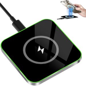 Wireless Charger, 15W Max Wireless Charging Pad for iPhone 16/15/14/13/12/11 Max/XS/8, Fast Charging Station Compatible with Samsung Galaxy S25/S24/S23/S22/S20, AirPods Pro(No AC Adapter)