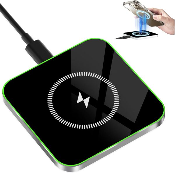 Wireless Charger, 15W Max Wireless Charging Pad for iPhone 16/15/14/13/12/11 Max/XS/8, Fast Charging Station Compatible with Samsung Galaxy S25/S24/S23/S22/S20, AirPods Pro(No AC Adapter)