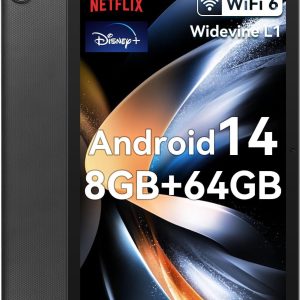 HotLight Tablet 10 inch Android 14 Octa-Core Processor, Face ID, OTG, 8GB+64GB+1TB Expansion, 1280 * 800 IPS, Support Split-Screen, WiFi 6, BT5.3, Dual Camera 5MP+8MP, 5000mAh, Widevine L1(Black)