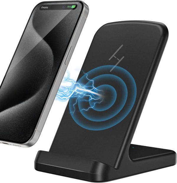Wireless Charger, 15W Wireless Charging Stand for iPhone 16 15 14 13 12 11 Pro Max Plus, Samsung Galaxy S25/S24/S23/S22/S21/S20/S10