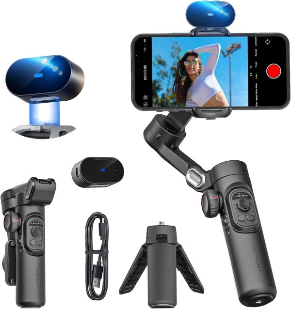 XE AI Version, Gimbal Stabilizer for Smartphone, NO APP AI Tracking, gesture control, 360° Inception gimbal with TikTok YouTube, 3-Axis Foldable handheld tripod for iphone& Android, XE AI