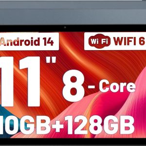 Newest Android 14 Tablet, 11 Inch Tablet, 10GB+128GB(TF 1TB), 8 Core, 5G/2.4G WiFi 6.0, 6800mAh, 5MP+8MP Camera, 1280 * 800 HD, 2 Speaker, Android Tablets 10 inch (Grey)