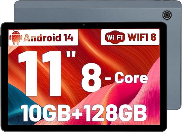 Newest Android 14 Tablet, 11 Inch Tablet, 10GB+128GB(TF 1TB), 8 Core, 5G/2.4G WiFi 6.0, 6800mAh, 5MP+8MP Camera, 1280 * 800 HD, 2 Speaker, Android Tablets 10 inch (Grey)