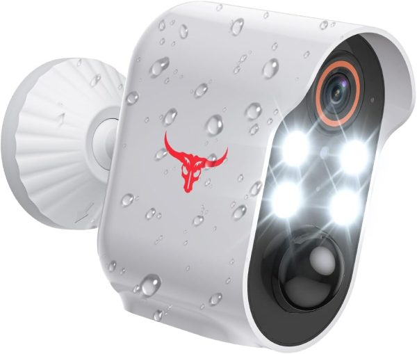 1080p Wireless Security Camera, Indoor/Outdoor Surveillance Bullet Cam, Live View, AI Human Detection, Night Vision, 2-Way Audio, IP65 Waterproof, Cloud Storage (4 Spotlights)