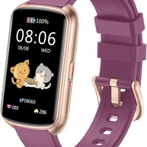 Fitness Tracker, 1.47 Inch Smartwatch, Touchscreen Activity Tracker with Thin Smartband Design, 5ATM Waterproof Fitness Watch SPO2 Heart Rate Monitor for Android/iOS, Purple