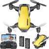 X300C Mini Drone with Camera 720P HD, RC Quadcopter Foldable, Altitude Hold, 3D Flip, Headless Mode, Gravity Control and 2 Batteries, Gifts for Kids, Adults, Beginner, Yellow