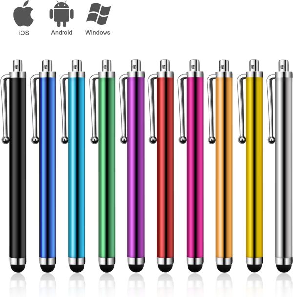 Mixoo Stylus Pen 10 Pack Universal Capacitive Touch Screen Pens for Tablets, iPad Mini, iPad Pro, iPad Air, Smartphones, Samsung Galaxy - Multiple Colors