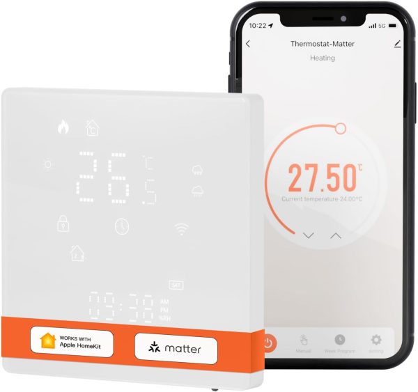 MOES Smart Thermostat for Water/Combi Boiler Heating | Matter over WiFi | Tuya Platform | Compatible with Apple Home, Alexa, Google Home