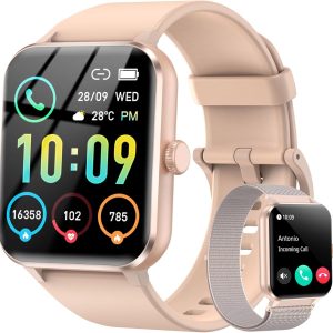Smart Watch for Men Women (Answer/Make Calls), Voice Assistant, 1.85" Fitness Watch with SpO2 Heart Rate Sleep Monitor, 100 Sports, IP68 Waterproof Step Counter Smartwatch for iOS Android