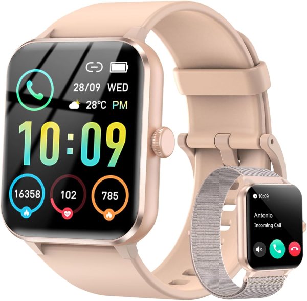 Smart Watch for Men Women (Answer/Make Calls), Voice Assistant, 1.85" Fitness Watch with SpO2 Heart Rate Sleep Monitor, 100 Sports, IP68 Waterproof Step Counter Smartwatch for iOS Android