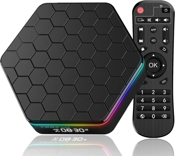 2025 Android TV Box 12.0 4GB RAM 64GB ROM, 6K TV Box Android 4K 6K Wi-Fi 6, Android Box with Allwinner H618 Quad-Core Chip Support Dual-WiFi 2.4G/5G Bluetooth 5.0 3D HDR Ethernet USB Smart TV Box