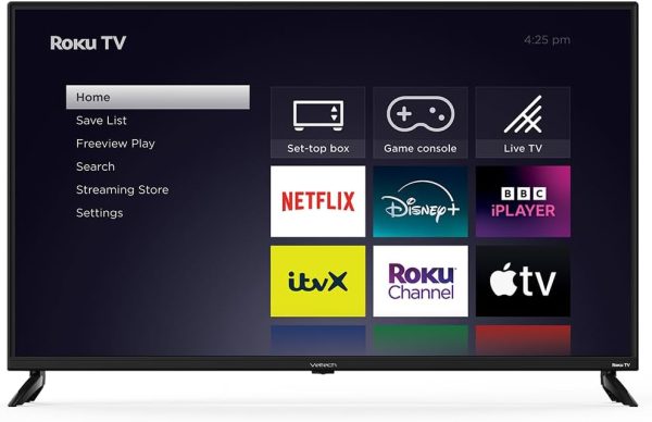 43" 4K UHD Roku Smart TV,43 Inch with Apple TV+,BBC, Netflix, Freeview Play,Dolby Audio,HDR,Dolby Vision,HDMI USB Port UHD Television,Large Screen for Living Room and Office