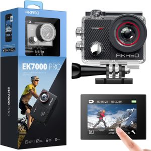 AKASO EK7000 Pro 4K Action Camera - Touch Screen EIS Adjustable View Angle 40m Waterproof Underwater Camera Remote Control Helmet Camera with Accessories Kit