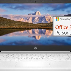 HP 14" Ultral Lightweight Laptop for Students and Business, Intel Quad-Core, 8GB RAM, 192GB Storage (64GB eMMC+128GB Ghost Manta SD), 1 Year Office 365, USB C, Win 11 S
