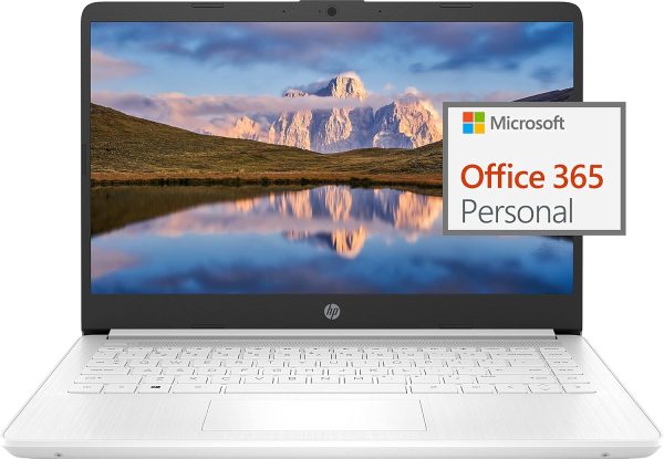 HP 14" Ultral Lightweight Laptop for Students and Business, Intel Quad-Core, 8GB RAM, 192GB Storage (64GB eMMC+128GB Ghost Manta SD), 1 Year Office 365, USB C, Win 11 S