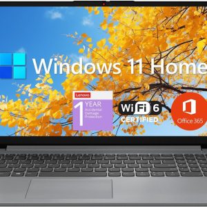 Lenovo IdeaPad 1 Student Laptop, 15.6" FHD Display, Intel Dual Core Processor, 12GB RAM, 512GB SSD + 128GB eMMC, 1 Year Office 365, Wi-Fi 6, Webcam, Bluetooth, SD Card Reader, Windows 11 Home, Grey