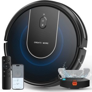 Robot Vacuum Cleaner with Mop,5000PA Strong Suction robotic Vacuums,3 in 1 Robot Hoover with Auto Carpet Boost,Self-Charging, Alexa/App/WiFi for Pet Hair Hard Floor-Light Blue